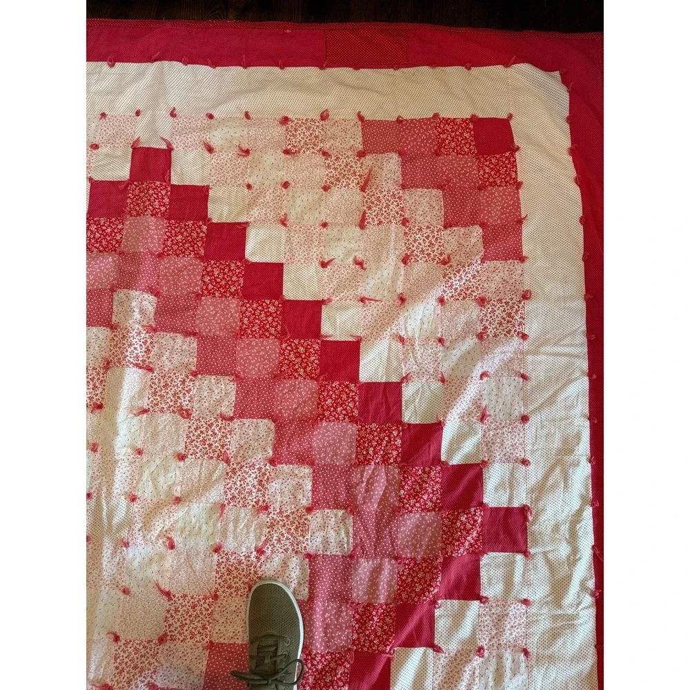 Big Quilt. Tied blanket Valentines Colors